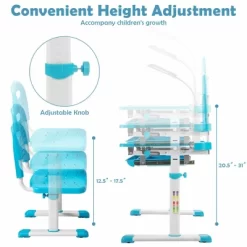 Costway Height Adjustable Kids Study Table And Chair Set W/Bookstand & Light Pink/Light Blue -Home Style Deals Store GUEST a148eb04 07b4 4bd6 bc3c fa1dea13e802
