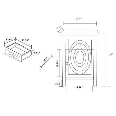 Lambert Wood 1 Drawer Nightstand White - Baxton Studio 7 Lambert Wood 1 Drawer Nightstand White - Baxton Studio - Image 7