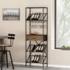 Boster Boho Industrial 21 Bottle Floor Wine Rack With Storage Natural/Black - Christopher Knight Home
