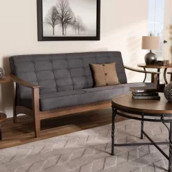 Larsen Wood Sofa Gray - Baxton Studio -Home Style Deals Store GUEST a3a46497 701f 4b18 8f9d 015a98e2240e