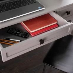 Sylmaer Writing Desk With Storage Gray - Aiden Lane