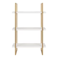 20" X 30" Leigh Wood And Metal Wall Shelf White/Gold - Kate & Laurel All Things Decor