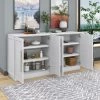 60" Storage Buffet Sideboard With Adjustable Shelves And Silver Handles - ModernLuxe