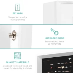 Best Choice Products 6-Tier Standing Mirror Lockable Storage Organizer Cabinet Armoire W/ Velvet Interior -Home Style Deals Store GUEST a56a10e8 1d24 4e4c 8c56 5cfb1232f4e4