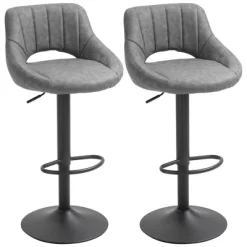 HOMCOM Modern Bar Stools Set Of 2 Swivel Bar Height Barstools Chairs With Adjustable Height, Round Heavy Metal Base, And Footrest -Home Style Deals Store GUEST a5bad7fe 16de 4e3f afdf 76096ff4bc41