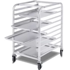 Costway 10 Sheet Aluminum Bakery Rack Silver Commercial Cookie Bun Pan Kitchen W/Wheel -Home Style Deals Store GUEST a72eb27b ce3f 448f b1cc dbe659966311