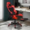 Costway Gaming Chair Massage Reclining Racing Office Computer Chair With Footrest Red