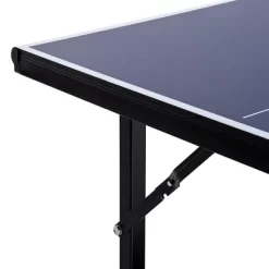 Soozier Midsize Table Tennis, Foldable Ping Pong Table With Net, Space Saving Folding Legs, Converts Into 2 Tables For Party Games, Cards, Blue -Home Style Deals Store GUEST a75fc6b9 ab96 4292 99cd 51bfbb43f93f