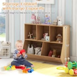 Costway 5-Cubby Kids Toy Storage Organizer Wooden Bookshelf Display Cabinet Natural/White -Home Style Deals Store GUEST a772da57 0ca4 4205 ad9e d4b121480f38