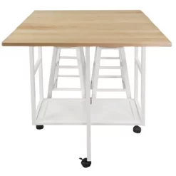 Square Hardwood Drop Leaf Table Top Breakfast Cart Natural/White - Flora Home -Home Style Deals Store GUEST a7d74a95 a797 41f1 9b9a a533029a2b09