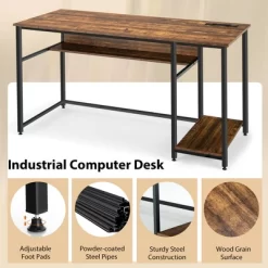 Costway 55'' Computer Desk Home Office PC Workstation W/ Power Outlets & USB Ports Rustic / Black 18 Costway 55'' Computer Desk Home Office PC Workstation W/ Power Outlets & USB Ports Rustic / Black -Home Style Deals Store GUEST aa31df99 6762 43f6 a9f0 4b675091bc0a