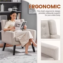 Yaheetech Button Tufted Armchair With Solid Wood Legs Beige -Home Style Deals Store GUEST aafdccf7 b1a9 49da b0de 63e921e2aa37