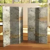6" Double Sided Pale Forest Canvas Room Divider Gray - Oriental Furniture