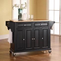 Full Size Wood Top Kitchen Cart Black - Crosley