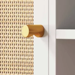 47" Mina Rattan And Wood 2 Door TV Cabinet For TVs Up To 59" White/Gold - Nathan James -Home Style Deals Store GUEST ad27e03b f5b2 44c6 afba 525d308aa300