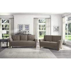 Dunleith Modern Contemporary Velvet Tufted Loveseat In Brown And Walnut - Lexicon -Home Style Deals Store GUEST afc09958 0380 49eb bec6 bfeabb88b763