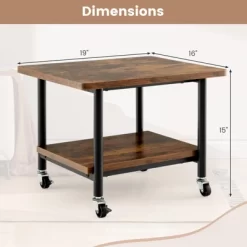 Costway 2-Tier Rolling Under Desk Printer Cart Machine Stand Storage Rack Brown -Home Style Deals Store GUEST afd774f5 1c4d 410b 95ad be1bdff9bc04