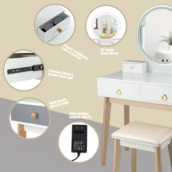 Costway Vanity Table 3 Color Lighting Modes MakeUp Stool Jewelry -Home Style Deals Store GUEST b042d6f4 e756 4dcb 976c d012e762da90