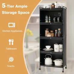 Costway 5-Tier Kitchen Baker's Rack Storage Cabinet Mobile Microwave Stand Flip-up Doors -Home Style Deals Store GUEST b0768aff dac8 4817 aa23 2c14c865de10