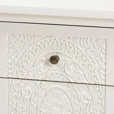 Lambert Wood 1 Drawer Nightstand White - Baxton Studio 8 Lambert Wood 1 Drawer Nightstand White - Baxton Studio - Image 8