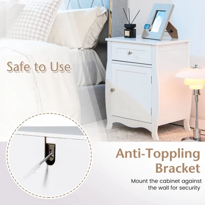 Costway 2PCS Nightstand With Drawer Cabinet Curved Legs Sofa Side End Accent Table White 7 Costway 2PCS Nightstand With Drawer Cabinet Curved Legs Sofa Side End Accent Table White - Image 7