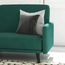 Emma And Oliver Premium Padded Upholstered Split Back Sofa Futon With Vertical Channel Tufting And Wooden Legs -Home Style Deals Store GUEST b17ea35e 18b7 4a5a 8ffd e03fb7932477