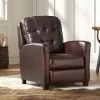 Elm Lane Livorno Chocolate Genuine Leather Recliner Chair Modern Armchair Comfortable Push Manual Reclining Footrest Tufted For Bedroom Living Room