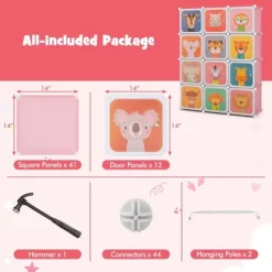 Costway 12-Cube Kids Wardrobe Baby Dresser Bedroom Armoire Clothes Hanging Closet With Door Blue/Pink -Home Style Deals Store GUEST b1c41f6f f654 4a02 88d5 93b7c642c189