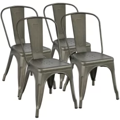 Yaheetech Pack Of 4 Stackable Classic Metal Dining Chair For Indoor Outdoor -Home Style Deals Store GUEST b28b5ae6 3687 4491 a720 f70d5235229d