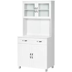 HOMCOM 67" Buffet With Hutch, Modern Kitchen Pantry, Freestanding Storage Cabinet With Framed Glass Doors, Shelves And Drawers, White -Home Style Deals Store GUEST b3331af5 e00f 4eb3 8fdd 281af59cdf2a