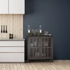 Costway Storage Buffet Cabinet Glass Door Sideboard Console Table Server Display Brown -Home Style Deals Store GUEST b4005355 5739 4215 8960 84edb9126294