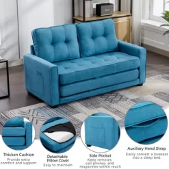 59.4" Upholstered Loveseat Sofa Couch, Pull-Out Sofa Bed With Side Pocket-ModernLuxe -Home Style Deals Store GUEST b4665278 4c9c 4cf7 ac09 01941263a853