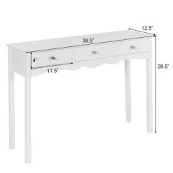 Costway Console Table Hall Table Side Table Desk Accent Table 3 Drawers Entryway White -Home Style Deals Store GUEST b544da82 60f3 444c b5e9 c9af0d1179f6