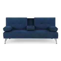 Miley Convertible Futon Sectional Sofa Navy Blue - Serta