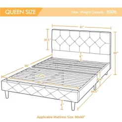 Yaheetech Classic Faux Leather Upholstered Bed Frame Platform Bed -Home Style Deals Store GUEST b6820ce9 1c80 4897 82df 9a3b798cd2b7