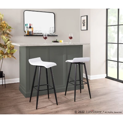 Set Of 2 Ale Faux Leather/Steel Barstools Black/White - LumiSource 8 Set Of 2 Ale Faux Leather/Steel Barstools Black/White - LumiSource - Image 8