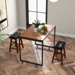 Costway Set Of 2 Upholstered Barstools 24''/29'' Backless Rubberwood Dining Chairs Black&Brown -Home Style Deals Store GUEST b7dafbd1 1ba6 494f b283 15c70561e172