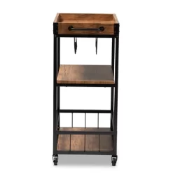 Cerne Oak And Finished Mobile Metal Bar Cart With Wine Bottle Rack Brown - Baxton Studio -Home Style Deals Store GUEST b7e81a7b fc04 4407 8c2f 7d69e95e2cc0