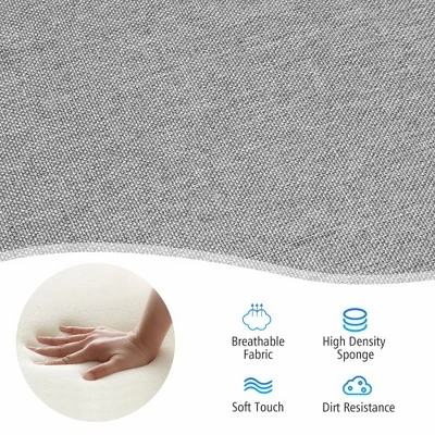 Costway Modern Upholstered Fabric Accent Chair W/ Rubber Wood Legs Dark GrayLight Grayy 5 Costway Modern Upholstered Fabric Accent Chair W/ Rubber Wood Legs Dark GrayLight Grayy - Image 5