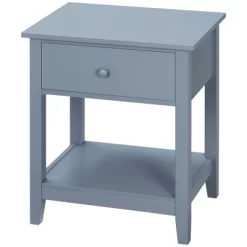 HOMCOM Modern Style Nightstand, Side Table With Drawer And Storage Shelf For Bedroom, Or Living Room, Gray -Home Style Deals Store GUEST ba620ca8 9c3d 4926 89a9 ab2c22051f98
