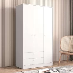 Denmark 3 Door And 2 Drawer Wardrobe White - Polifurniture -Home Style Deals Store GUEST bacd73d8 9108 48a6 aa53 1d0b07827468