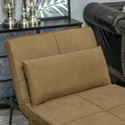 HOMCOM 4-in-1 Multi Function Folding Single Sofa Bed With Retractable Footrest, Convertible Sleeper With Adjustable Backrest, Brown -Home Style Deals Store GUEST bb378ed1 22f9 47e4 9568 5c4ea704345a