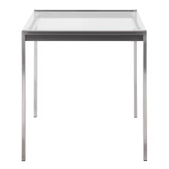 32" Fuji Square Dining Table Glass/Steel Clear - LumiSource