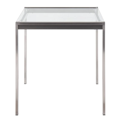 32" Fuji Square Dining Table Glass/Steel Clear - LumiSource 1 32" Fuji Square Dining Table Glass/Steel Clear - LumiSource