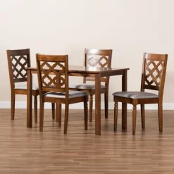 5pc Ramiro Wood Dining Set Gray/Walnut/Brown - Baxton Studio -Home Style Deals Store GUEST bc56003b 8c0f 4717 8a87 1aadea8e9e9b