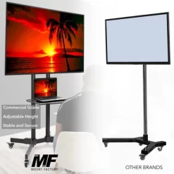 Mount Factory Rolling TV Stand Mobile TV Cart For 32-65 Inch Plasma Screen, LED, LCD, OLED, Curved TV's - Universal Mount With Wheels -Home Style Deals Store GUEST bd36e38d 913a 4f1a 8b46 45a05880777e