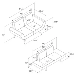 RealRooms Euro Upholstered Tufted Loveseat Futon With Storage Pockets -Home Style Deals Store GUEST be996b60 a7be 4c15 b0e0 c97236483dce