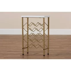 Ramona Metal Wine Rack With Faux Marble Tabletop Gold - Baxton Studio -Home Style Deals Store GUEST bef15b0a bd51 4ed8 89f5 b1c458a807b4