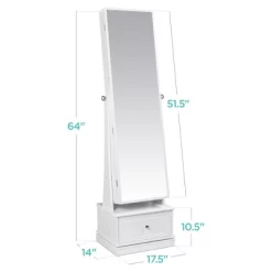 Best Choice Products 360 Swivel Standing Mirrored Jewelry Cabinet, LED-Lit Makeup Organizer W/ Mirror - White -Home Style Deals Store GUEST bfb5e473 a483 4ec3 a1fa aec0ddfb6dc2
