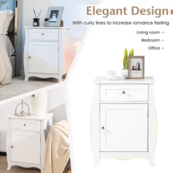 Costway 2PCS Nightstand With Drawer Cabinet Curved Legs Sofa Side End Accent Table White 13 Costway 2PCS Nightstand With Drawer Cabinet Curved Legs Sofa Side End Accent Table White -Home Style Deals Store GUEST c075131d 6c85 4377 a0c6 d744b7238e48